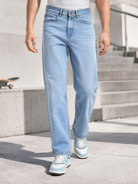 Voltedge Men Premium High Stretch Relaxed Fit Ice Indigo Cotton Stretch Denim Jeans