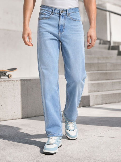 Voltedge Men Premium High Stretch Relaxed Fit Ice Indigo Cotton Stretch Denim Jeans