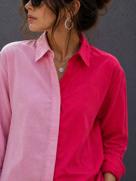 Women Oversize Fusion Lavender Pink Cotton Casual shirt