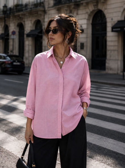 Thrust Relax Fit Street Vibe Cotton Lavender Long Sleeve Women Casual Shirt