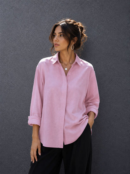 Thrust Relax Fit Street Vibe Cotton Lavender Long Sleeve Women Casual Shirt