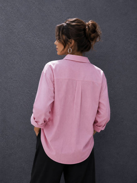 Thrust Relax Fit Street Vibe Cotton Lavender Long Sleeve Women Casual Shirt