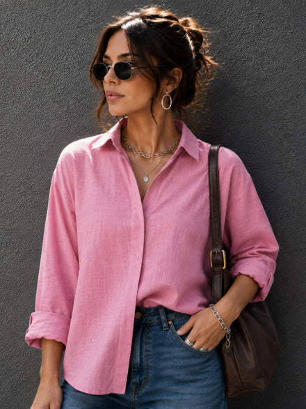 Thrust Relax Fit Street Vibe Cotton Lavender Long Sleeve Women Casual Shirt