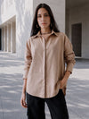 Women Oversize Beige Cotton Casual shirt