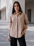 Women Oversize Beige Cotton Casual shirt