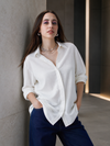 Thrust Relax Fit Street Vibe Cotton Off White Long Sleeve Women Casual Shirt