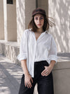 Thrust Relax Fit Street Vibe Cotton White Long Sleeve Women Casual Shirt