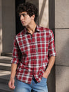 Men Relax fit Maroon Checked Campus Casual Shirt