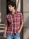 Men Relax fit Maroon Checked Campus Casual Shirt