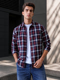 Men Relaxed Fit Navy Brown Small Checked Cotton Casual Shirt