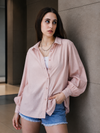 Women Relax Fit Premium Cotton Dobby Self Structured Light Pink Casual Shirt