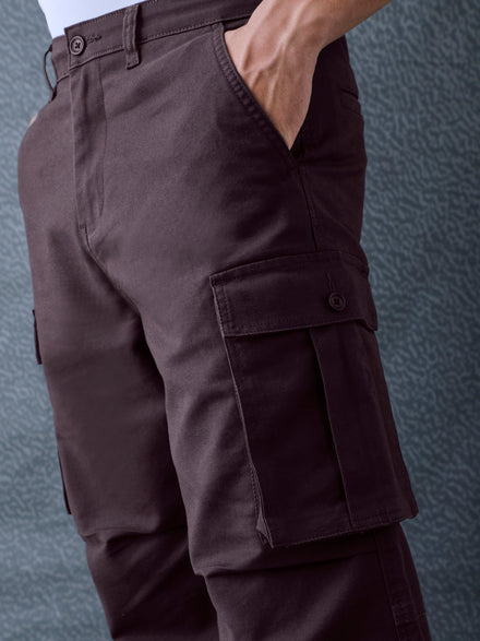 Men Relax Fit Dark Grey Cotton Stretch Outdoor Cargo Pant