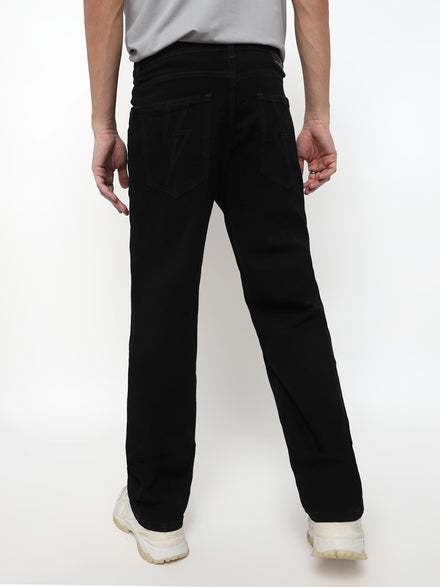 Men Premium High Stretch Straight Fit Black Jeans