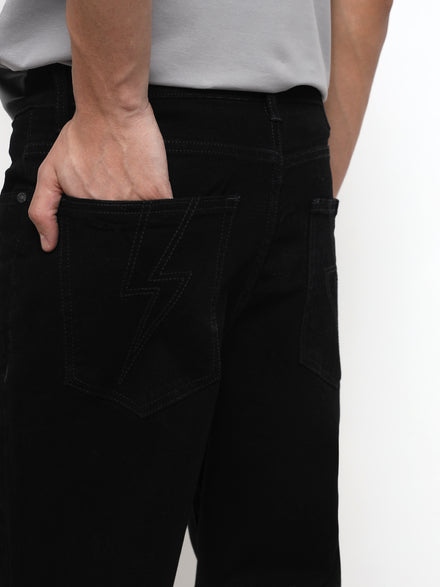 Men Premium High Stretch Straight Fit Black Jeans
