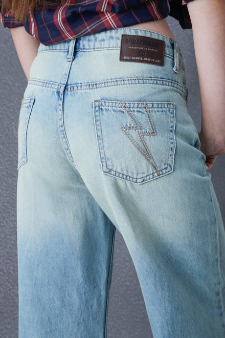 Women Wide Leg Cotton High Waist Indigo Jeans