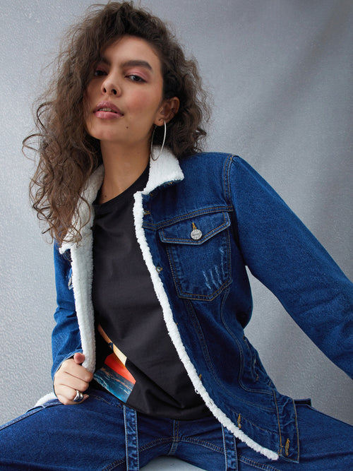 Voltedge Women Sherpa Cotton Regular Fit Full Sleave jacket