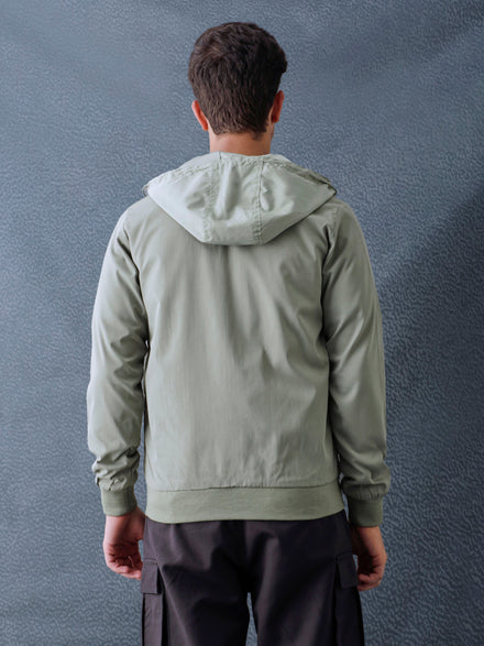 Men Regular Fit Chest Paneled Hooded Full Sleeve Jacket