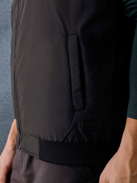 Men Regular Fit Black Grey Reversible Sleeveless Jacket