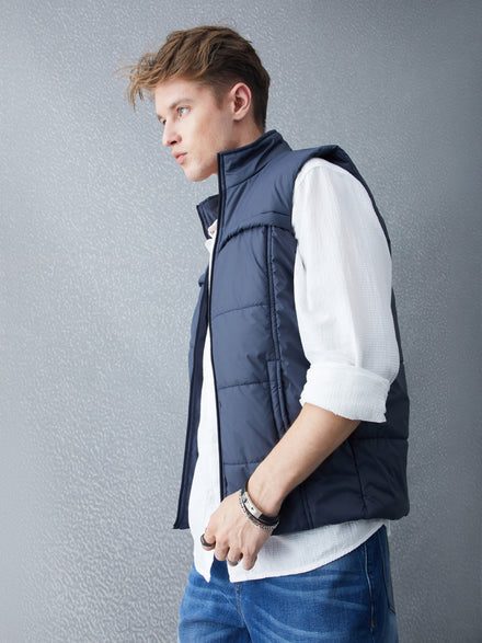 Voltedge Men Solid Cotton Relaxed Fit Sleeveless Jacket