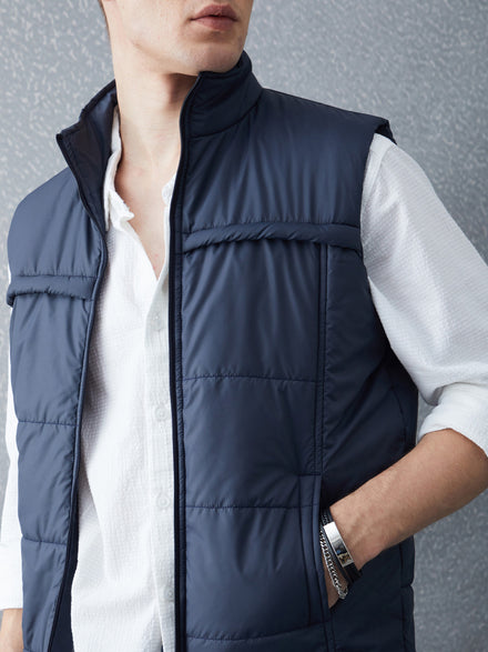 Voltedge Men Solid Cotton Relaxed Fit Sleeveless Jacket