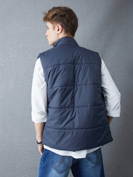 Voltedge Men Solid Cotton Relaxed Fit Sleeveless Jacket