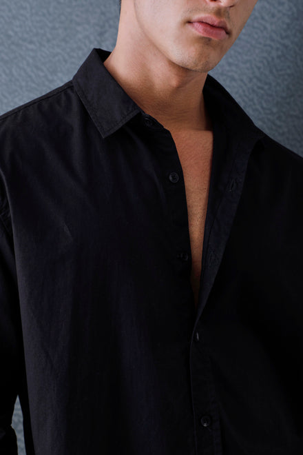 Men Relax fit Black Solid Peach Cotton Casual Shirt