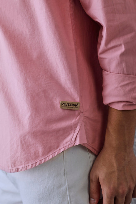 Men Relax fit Retro Coral Pink Solid Peach Cotton Casual Shirt