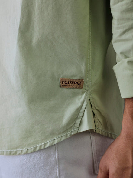 Men Relax fit Pista Green Solid Peach Cotton Casual Shirt