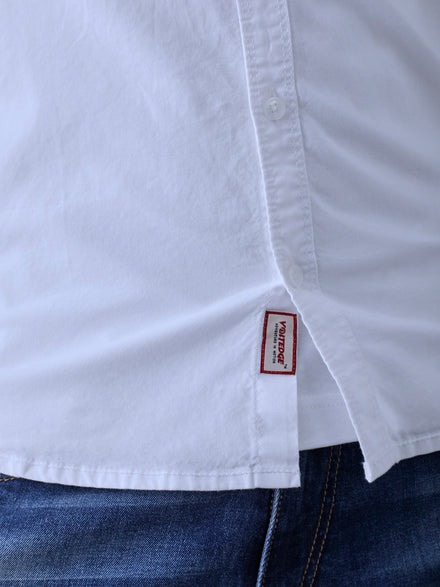 Men Relaxed Fit Pace Fine Textured Premium Cotton Solid White Shirt