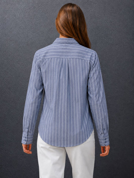 Voltedge Women Premium Cotton Striped Relaxed Fit Casual Shirt