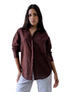 Women Oversize Choco Brown Cotton Casual shirt