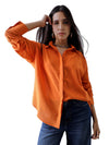 Women Oversize Orange Cotton Casual shirt