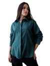 Women Oversize Teal Green Cotton Casual shirt