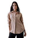 Women Oversize Beige Cotton Casual shirt