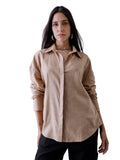 Women Oversize Beige Cotton Casual shirt