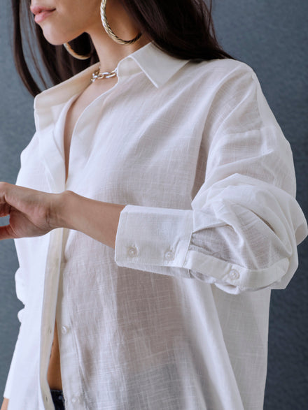 Women Oversize White Cotton Casual shirt