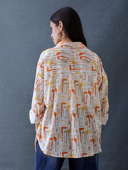 Women Oversize Multi Printed Cotton Casual shirt