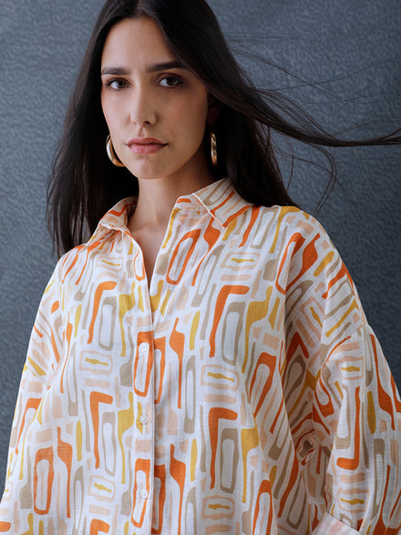 Women Oversize Multi Printed Cotton Casual shirt