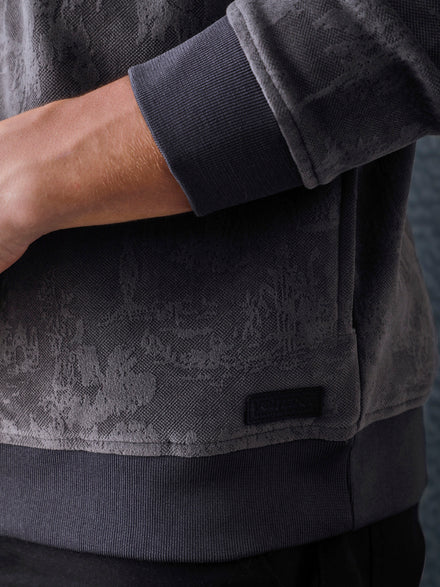 Men Regular Fit Charcoal Half Zip High Neck Heavy Core Sweatshirt