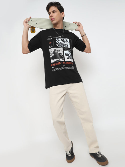 Voltedge Men Graphics Cotton Relaxed Fit Half Sleev T-Shirt