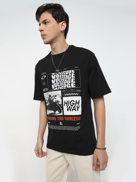 Voltedge Men Graphics Cotton Relaxed Fit Half Sleev T-Shirt