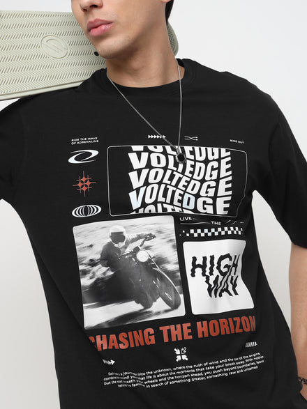 Voltedge Men Graphics Cotton Relaxed Fit Half Sleev T-Shirt