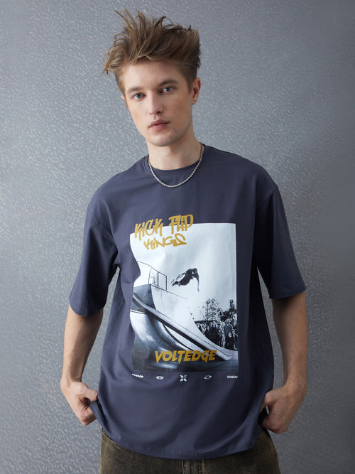 Voltedge Men Graphics Cotton Relaxed Fit Half Sleev T-Shirt