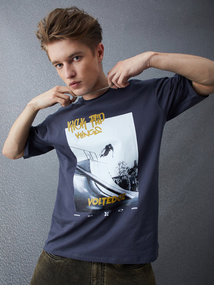 Voltedge Men Graphics Cotton Relaxed Fit Half Sleev T-Shirt