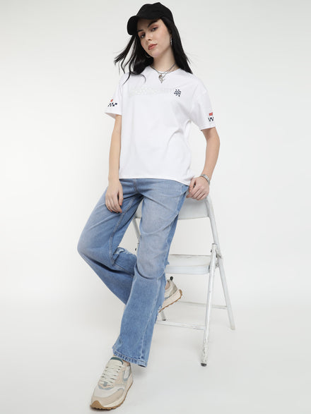 Voltedge Women Graphics Cotton Relaxed Fit Half Sleev T-Shirt