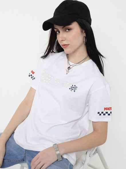 Voltedge Women Graphics Cotton Relaxed Fit Half Sleev T-Shirt