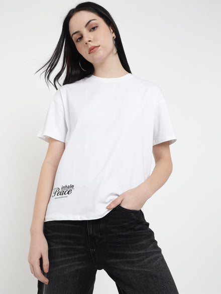 Voltedge Women Graphics Cotton Relaxed Fit Half Sleev T-Shirt