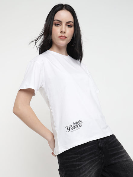 Voltedge Women Graphics Cotton Relaxed Fit Half Sleev T-Shirt