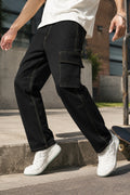 Men Premium Cotton Stretch Relax Fit Stylised Pocket Contrast Thread Denim Cargo