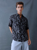 Men Relax fit Black Printed Cotton Casual Shirt